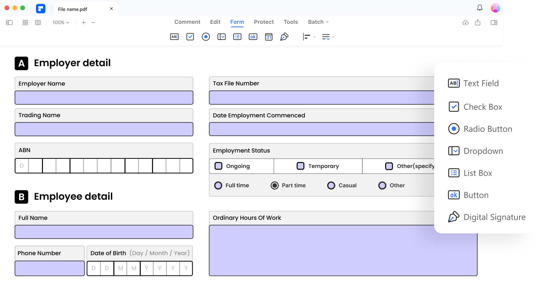 pdf form mac