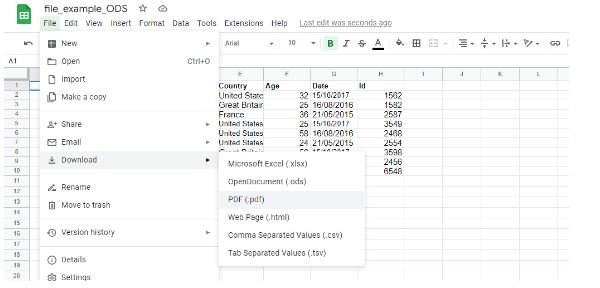 download pdf file in google sheet