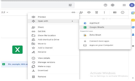 open file in google sheet